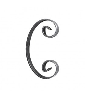 Volute en C 140x70mm en plat de 16x4mm acier forgé avec extrémités lisses