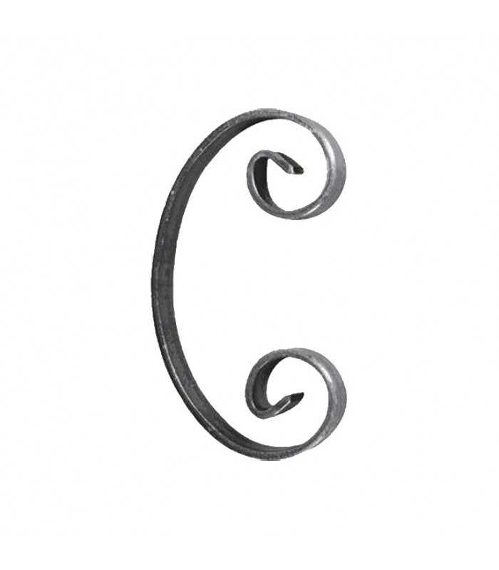 Volute en C 140x70mm en plat de 16x4mm acier forgé avec extrémités lisses
