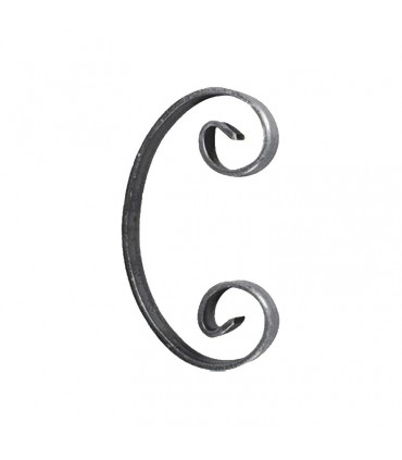 Volute en C 140x70mm en plat de 16x4mm acier forgé avec extrémités lisses