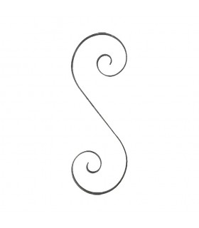 Volute en S 360x125mm en plat de 16x3mm acier roulé avec extrémités lisses