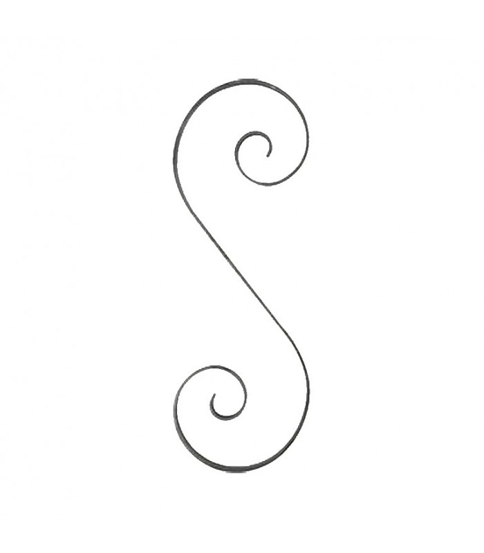 Volute en S 360x125mm en plat de 16x3mm acier roulé avec extrémités lisses