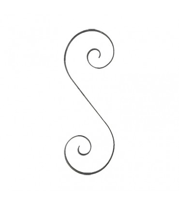 Volute en S 360x125mm en plat de 16x3mm acier roulé avec extrémités lisses