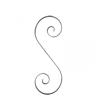 Volute en S 330x125mm en plat de 16x3mm acier roulé avec extrémités lisses