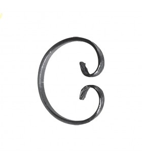 Volute en C 115x95mm en plat de 12x6mm symétrique extrémités forgées pattes d'oie