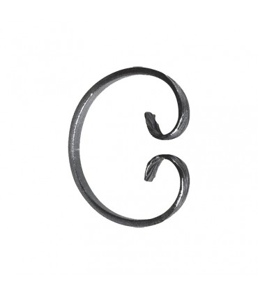 Volute en C 115x95mm en plat de 16x6mm symétrique extrémités forgées en chevrons