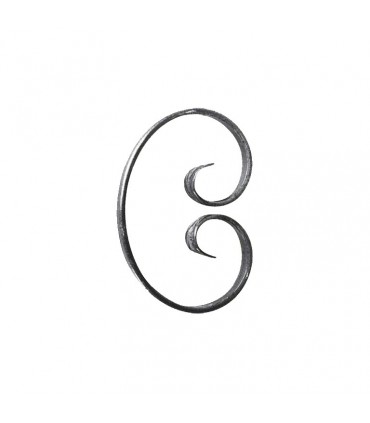 Volute en C 150x110mm en plat de 12x6mm symétrique extrémités forgées en chevrons