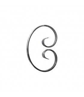 Volute en C 150x110mm en plat de 14x6mm symétrique extrémités forgées en chevrons