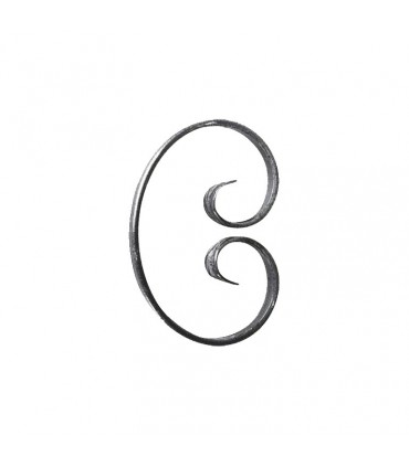 Volute en C 150x110mm en plat de 14x6mm symétrique extrémités forgées en chevrons