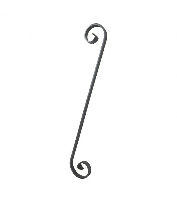 Volute en S 500x72mm en plat de 14x6mm symétrique extrémités forgées queue de carpe