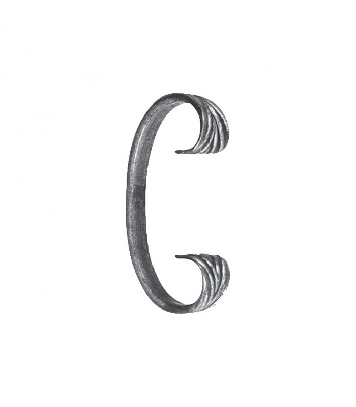 Volute en C 110x60mm en plat de 16x6mm symétrique extrémités pattes d'oie