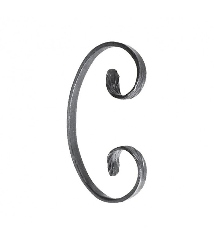 Volute en C 150x85mm en plat de 12x6mm symétrique extrémités chevrons