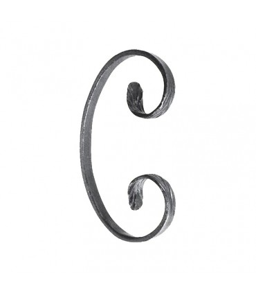 Volute en C 150x85mm en plat de 12x6mm symétrique extrémitéschevrons