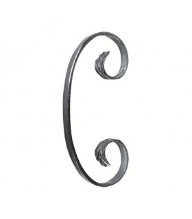 Volute en C 190x95mm en plat de 12x6mm symétrique extrémités chevrons