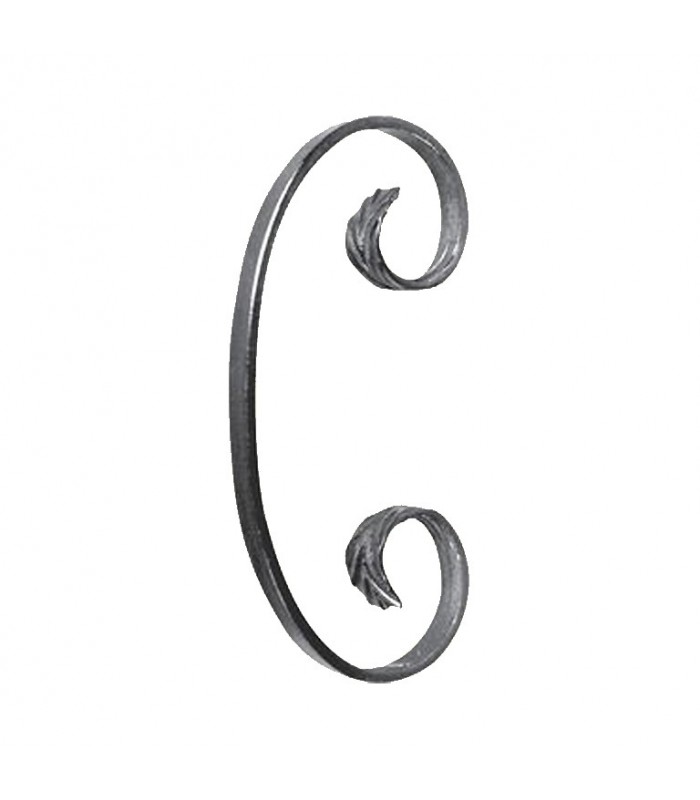 Volute en C 190x95mm en plat de 14x6mm symétrique extrémités queue de carpe