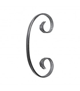 Volute en C 190x95mm en plat de 16x6mm symétrique extrémités chevrons