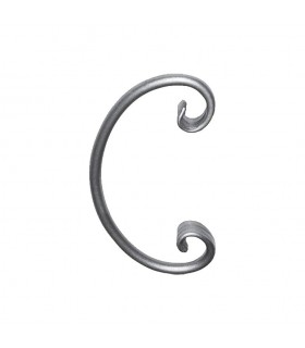 Volute en C 220x110mm en rond diametre 12mm symétrique extrémités queue de carpe