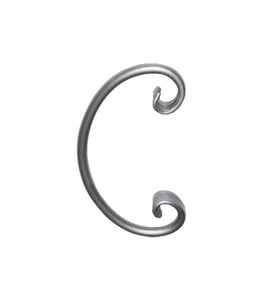 Volute en C 220x110mm en rond diametre 12mm symétrique extrémités queue de carpe