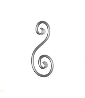 Volute en S 230x110mm rond diametre 12mm asymétrique extrémités pattes d'oies