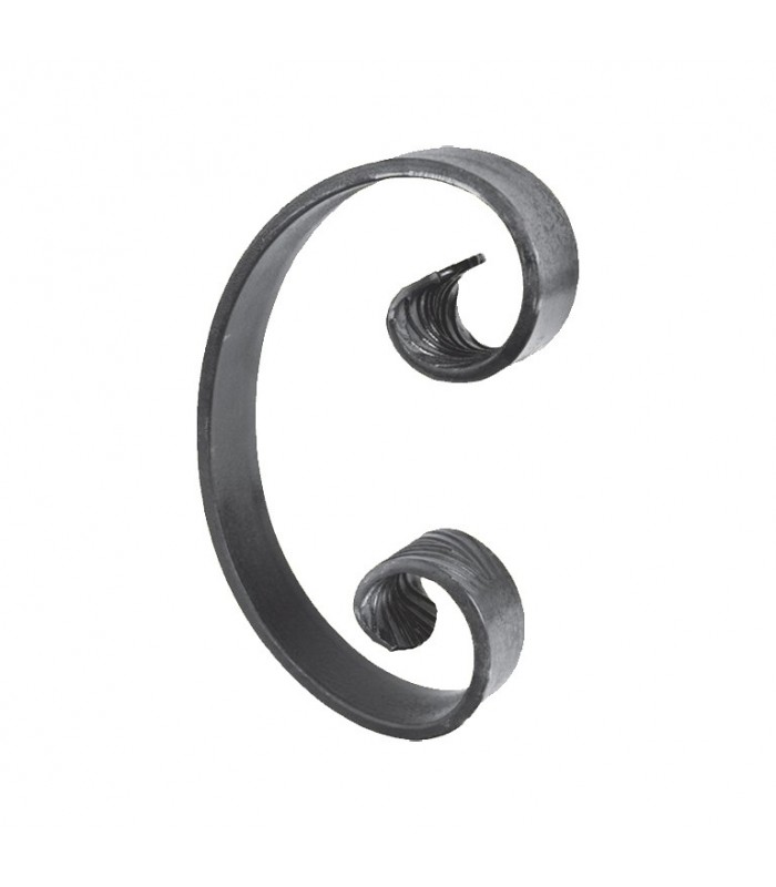 Volute en C 250x150mm plat de 40x8mm symétrique extrémités pattes d'oies