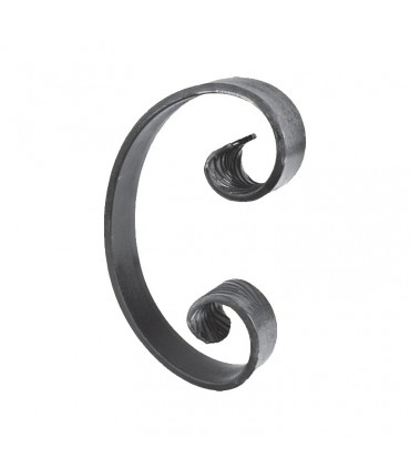 Volute en C 250x150mm plat de 40x8mm symétrique extrémités pattes d'oies