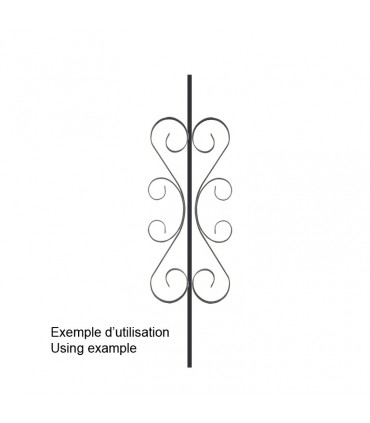 Volute assemblée 506x103mm plat de 12x3mm acier roulé finitons lisses