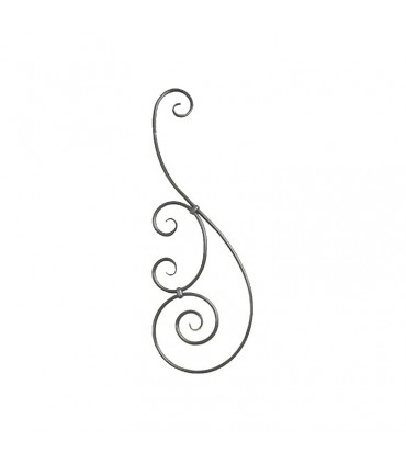 Volutes assemblées 720x260mm rond diametre 12mm extrémités en forme de feuilles pattes d'oie