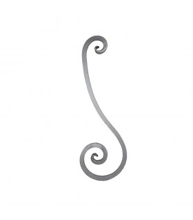 Volute en S 820x270mm carré de 25x25mm extrémités en forme de feuilles pattes d'oie