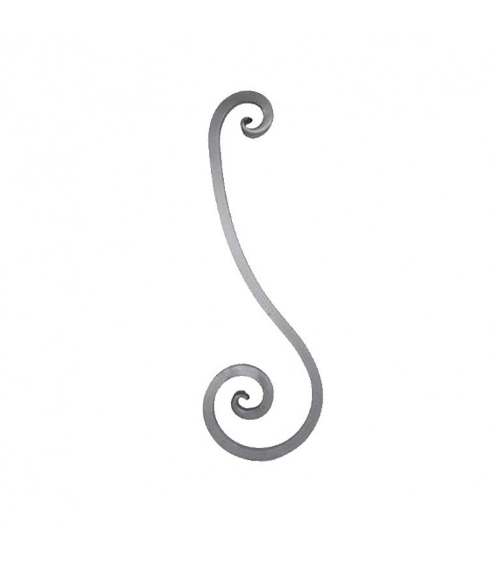 Volute en S 820x270mm carré de 25x25mm extrémités en forme de feuilles pattes d'oie