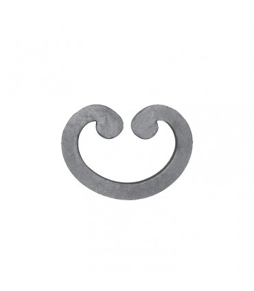 Volute à noyaux 120x90mm carré de 16x16mm en acier forgé sablé