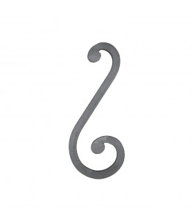 Volute S à noyaux 270x110mm carré 16c16mm asymétrique acier forgé sablé