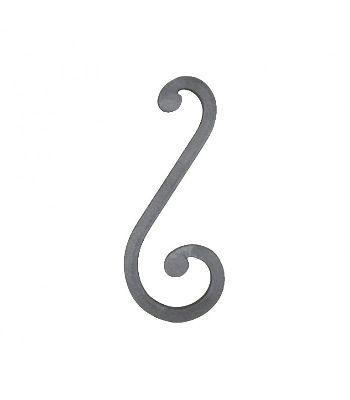 Volute S à noyaux 270x110mm carré 16x16mm asymétrique acier forgé sablé