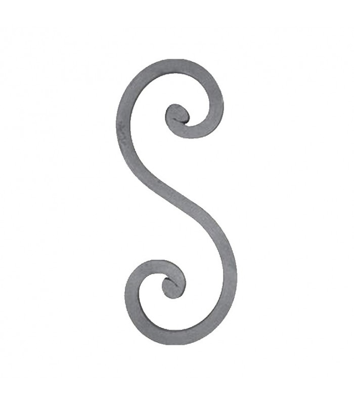 Volute S à noyaux 325x120mm carré 16x16mm en acier forgé sablé