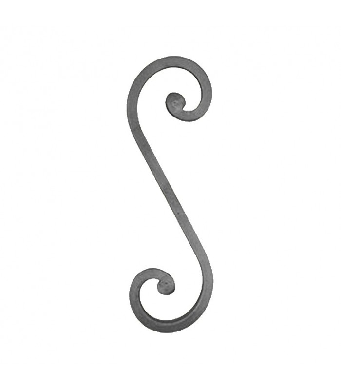 Volute S à noyaux 400x125mm carré 16x16mm en acier forgé sablé