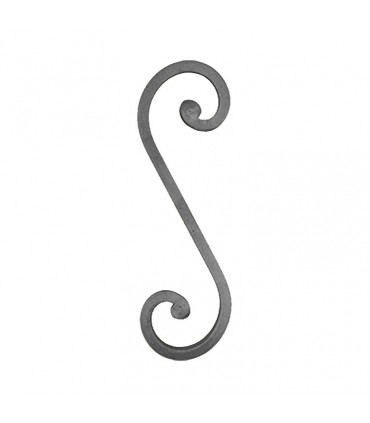 Volute S à noyaux 400x125mm carré 16x16mm en acier forgé sablé