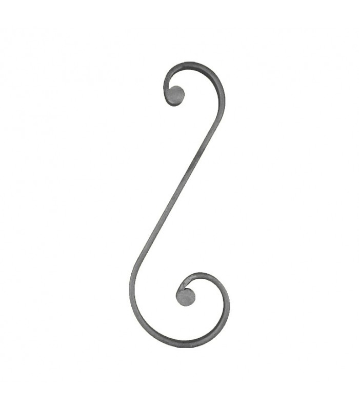 Volute S à noyaux 380x135mm plat 20x8mm asymétrique acier forgé