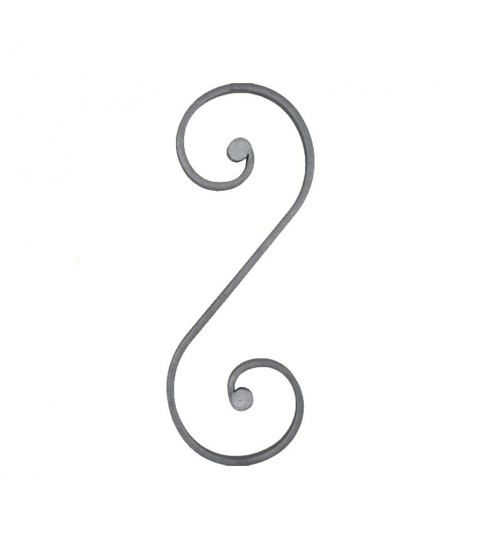 Volute S à noyaux 480x180mm plat 20x8mm asymétrique acier forgé