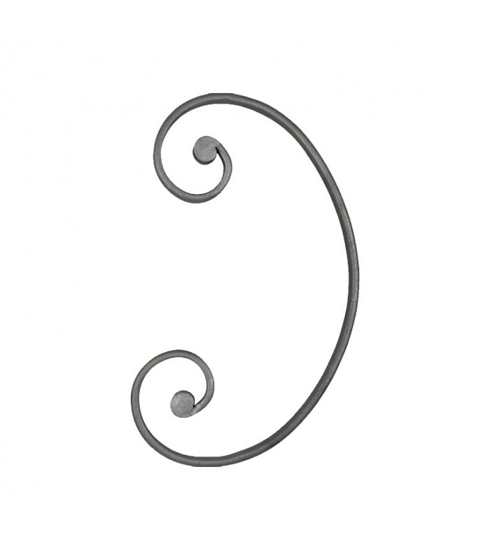 Volute C à noyaux 370x220mm plat de 20x8mm en acier forgé par enroulements