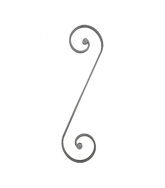 Volute S à noyaux 590x150mm plat 20x8mm acier forgé par enroulements