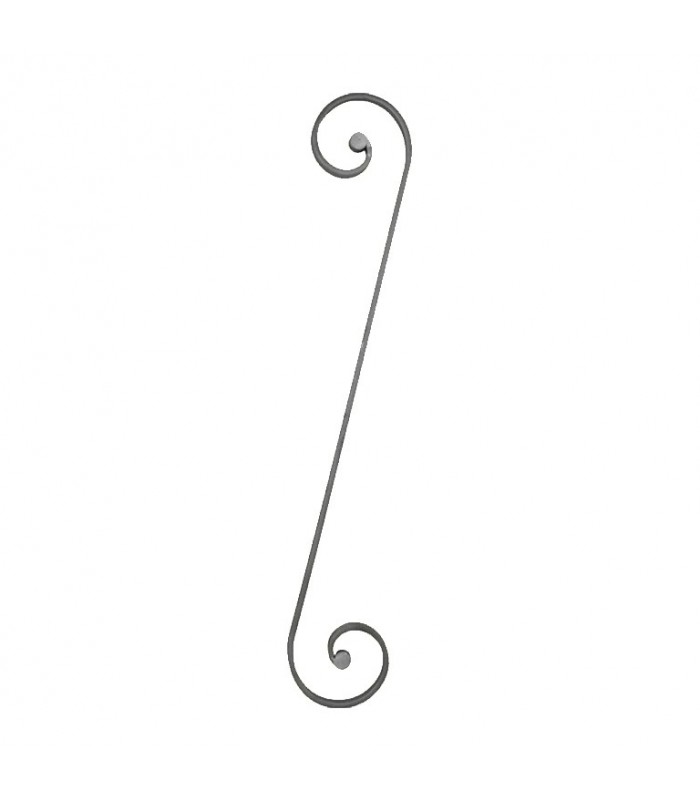 VoluteS à noyaux 820x135mm plat de 20x8mm acier forgé par enroulements