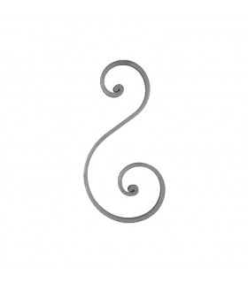 Volute S à noyaux 220x115mm plat de 16x6mm asymétrique en acier forgé