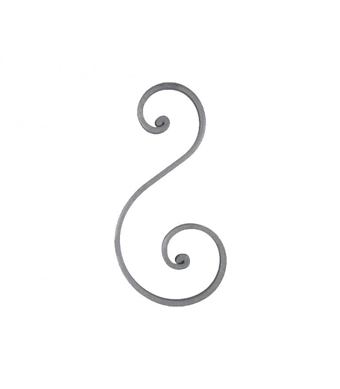 Volute S à noyaux 220x115mm plat de 16x6mm asymétrique en acier forgé