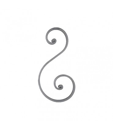 Volute S à noyaux 220x115mm plat de 16x6mm asymétrique en acier forgé