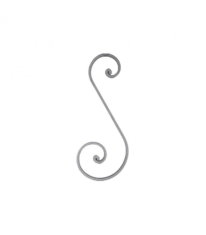 Volute S à noyaux 290x115mm plat de 16x6mm asymétrique en acier forgé
