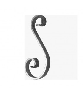 Volute en S 185x80mm plat 14x5mm aluminium extrémités pattes d'oies