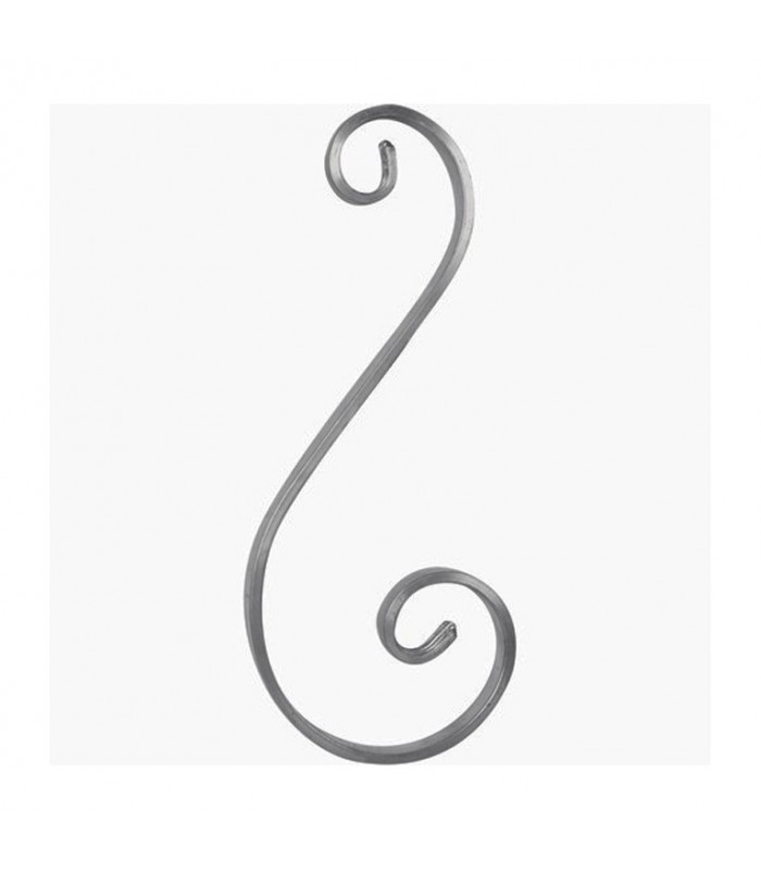 Volute S 270x110mm plat 14x5mm aluminium asymétrique extrémités à chevrons