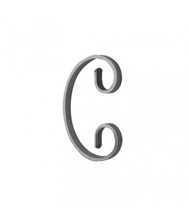 Volute S 140x75mm plat 14x5mm aluminium extrémités pattes d'oies