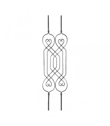 Balustre déco 1100x250mm carré 12x12mm double pour garde corps ou escaliers