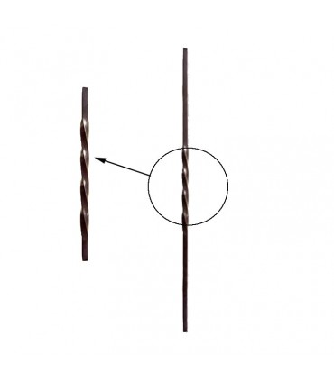 Balustres torsadés 800mm carré de 12x12mm pour balustrades ou escaliers