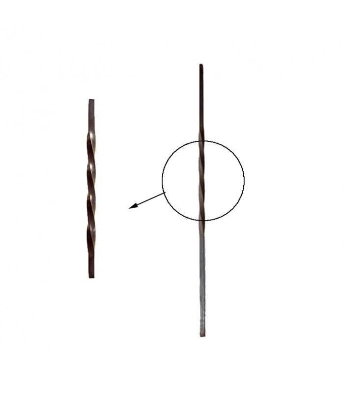 Balustres torsadés 1000mm carré de 16x16mm pour poteaux intermédiaires