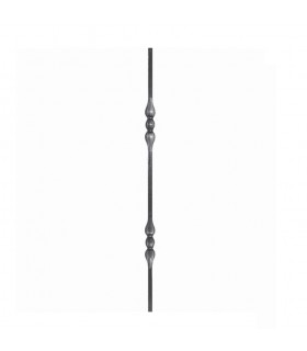 Balustre forgé à chaud 900mm carré de 14x14mm avec 2 motifs estampés